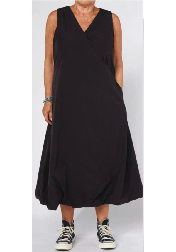 VESTIDO SIN MANGAS ABULLONADO